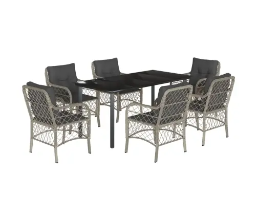 Sodo Komplektas Su Pagalvėlėmis, 7 Dalių, Pilkas, Poliratanas