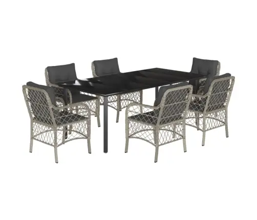 Sodo Komplektas Su Pagalvėlėmis, 7 Dalių, Pilkas, Poliratanas