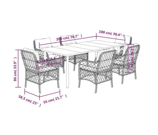 Sodo Komplektas Su Pagalvėlėmis, 7 Dalių, Pilkas, Poliratanas