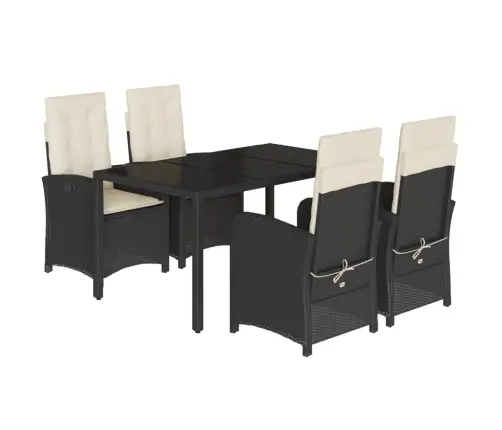 5-Daļīgs Dārza Mēbeļu Komplekts, Matrači, Melna Pe  Rotangpalma Vidaxl