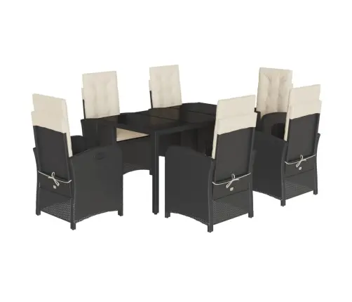 Sodo Komplektas Su Pagalvėlėmis, 7 Dalių, Juodas, Poliratanas