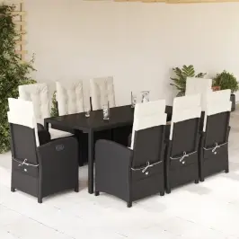 Sodo Komplektas Su Pagalvėlėmis, 9 Dalių, Juodas, Poliratanas