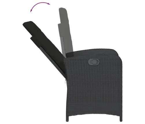 7-Osaline Aiamööblikomplekt Patjadega, Must, Polürotang