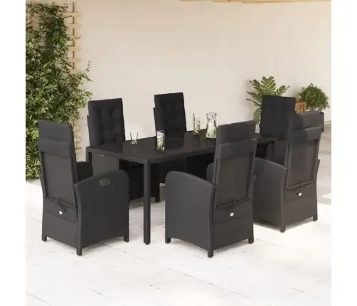 Sodo Komplektas Su Pagalvėlėmis, 7 Dalių, Juodas, Poliratanas