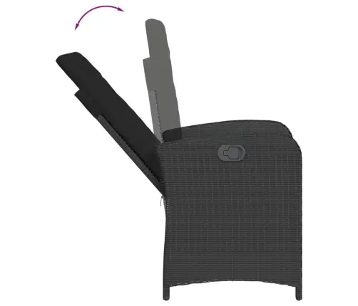 9-Daļīgs Dārza Mēbeļu Komplekts, Matrači, Melns, Pe Rotangpalma Vidaxl