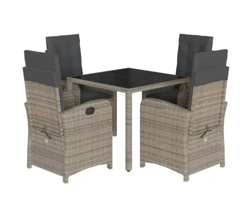 5-Daļīgs Dārza Mēbeļu Komplekts, Matrači, Pelēka Pe Rotangpalma Vidaxl