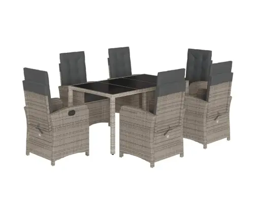 Sodo Komplektas Su Pagalvėlėmis, 7 Dalių, Pilkas, Poliratanas