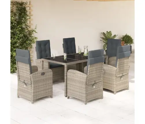 Sodo Komplektas Su Pagalvėlėmis, 7 Dalių, Pilkas, Poliratanas