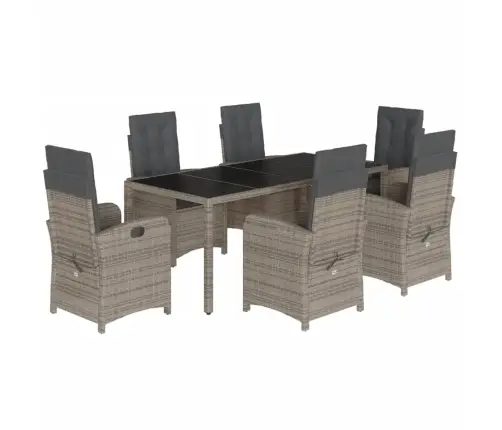 7-Osaline Aiamööbli Komplekt Patjadega, Hall, Polürotang