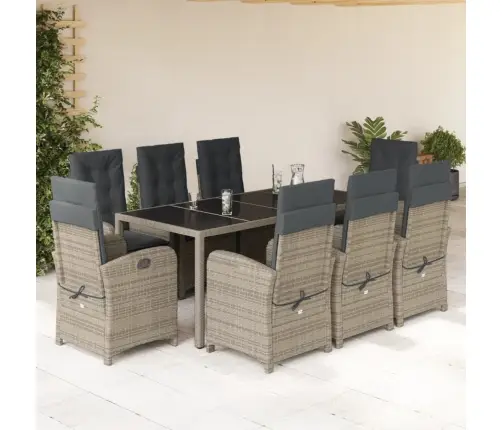 9-Daļīgs Dārza Mēbeļu Komplekts Ar Matračiem, Pe Rotangpalma Vidaxl