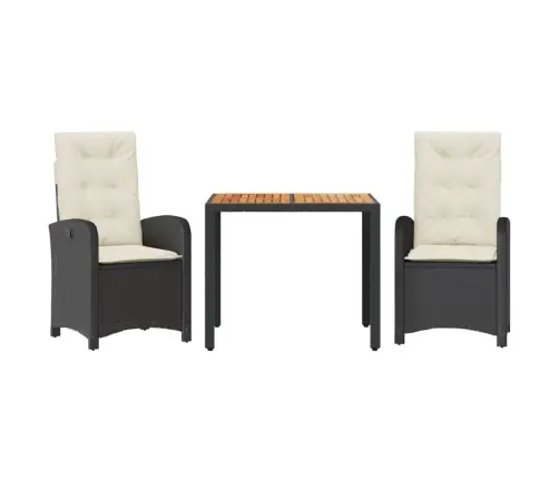 Sodo Komplektas Su Pagalvėlėmis, 3 Dalių, Juodas, Poliratanas