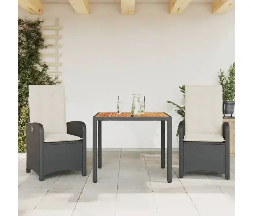 Sodo Komplektas Su Pagalvėlėmis, 3 Dalių, Juodas, Poliratanas