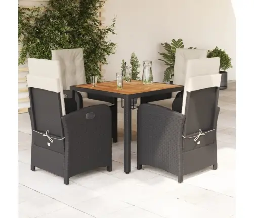 5-Osaline Aiamööbli Komplekt Patjadega, Must, Polürotang