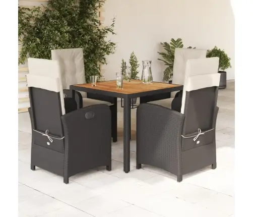 5-Osaline Aiamööbli Komplekt Patjadega, Must, Polürotang