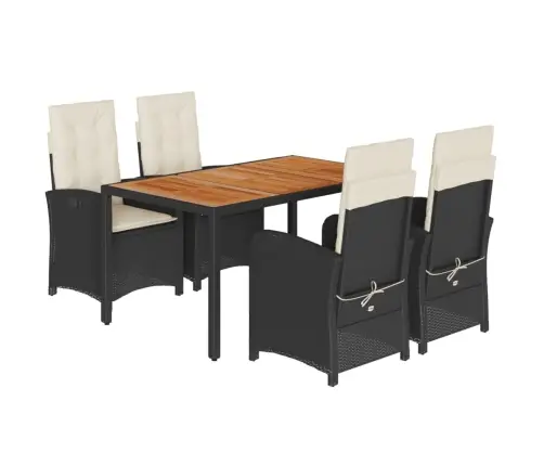 5-Daļīgs Dārza Mēbeļu Komplekts, Matrači, Melna Pe  Rotangpalma Vidaxl