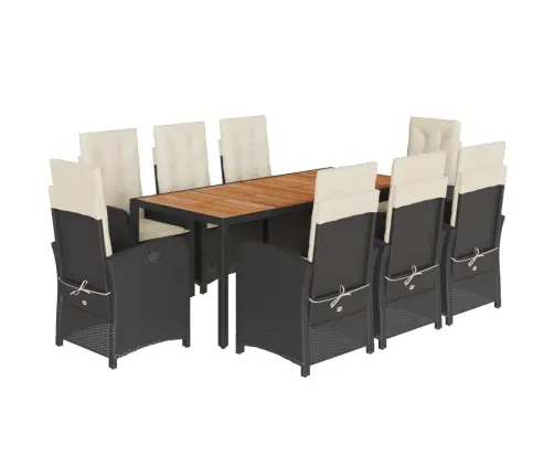 9-Osaline Aiamööbli Komplekt Patjadega, Must, Polürotang