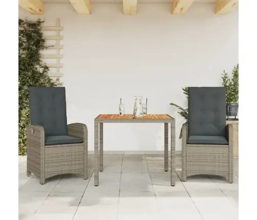 3-Daļīgs Dārza Mēbeļu Komplekts, Matrači, Pelēka Pe Rotangpalma Vidaxl