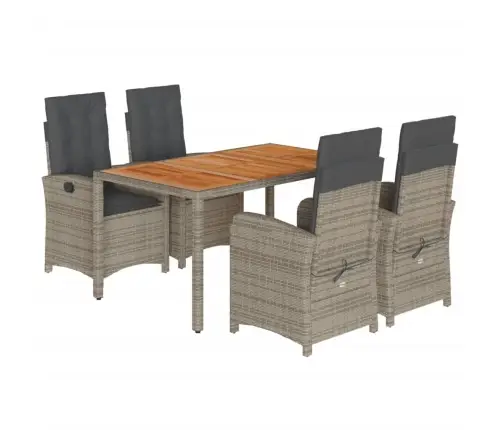 5-Osaline Aiamööbli Komplekt Patjadega, Hall, Polürotang