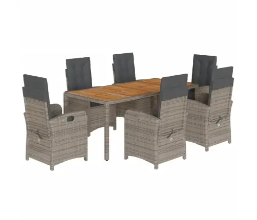 7-Daļīgs Dārza Mēbeļu Komplekts, Matrači, Pelēka Pe Rotangpalma Vidaxl