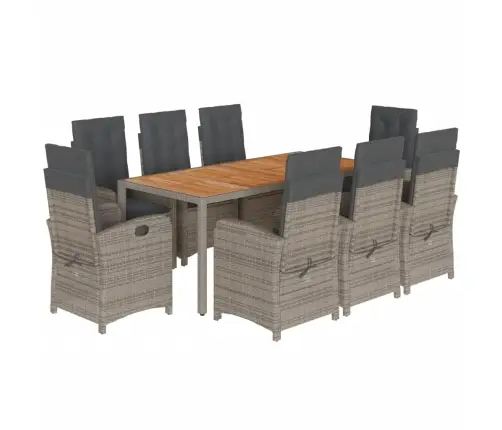 9-Daļīgs Dārza Mēbeļu Komplekts Ar Matračiem, Pe Rotangpalma Vidaxl