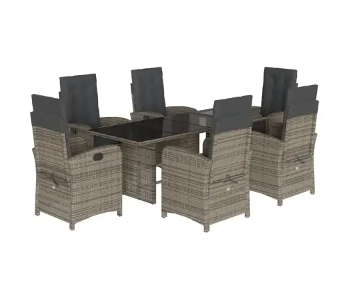 7-Daļīgs Dārza Mēbeļu Komplekts, Matrači, Pelēka Pe Rotangpalma Vidaxl