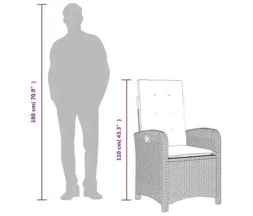 7-Daļīgs Dārza Mēbeļu Komplekts, Matrači, Bēša Pe Rotangpalma Vidaxl