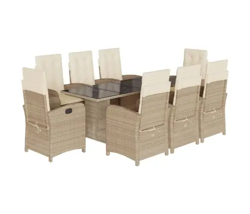 9-Daļīgs Virtuves Mēbeļu Komplekts Ar Matračiem, Pe Rotangpalma Vidaxl