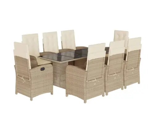 Sodo Komplektas Su Pagalvėlėmis, 9 Dalių, Smėlio, Poliratanas