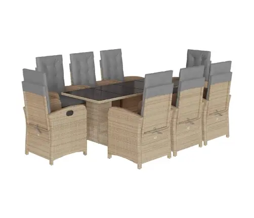 9-Osaline Aia Söögimööbli Komplekt Patjadega, Beežid Toonid