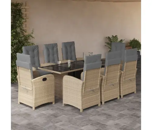 9-Osaline Aia Söögimööbli Komplekt Patjadega, Beežid Toonid