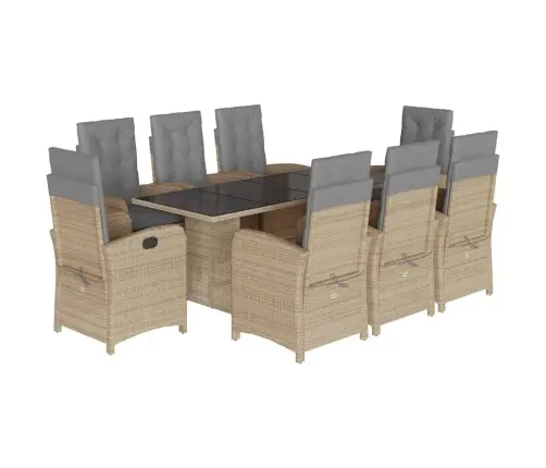 9-Osaline Aia Söögimööbli Komplekt Patjadega, Beežid Toonid