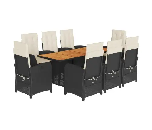 Sodo Komplektas Su Pagalvėlėmis, 9 Dalių, Juodas, Poliratanas