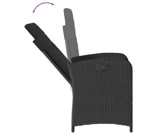 Sodo Komplektas Su Pagalvėlėmis, 9 Dalių, Juodas, Poliratanas