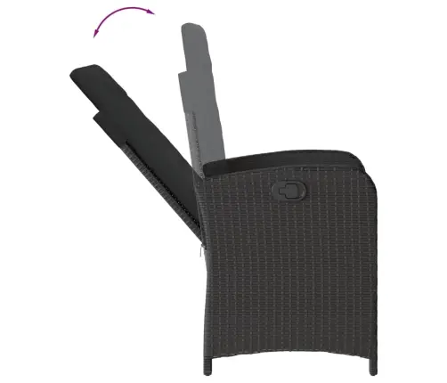 Sodo Komplektas Su Pagalvėlėmis, 9 Dalių, Juodas, Poliratanas