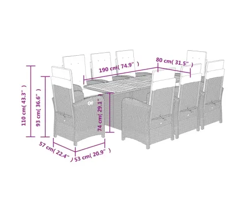 Sodo Komplektas Su Pagalvėlėmis, 9 Dalių, Juodas, Poliratanas