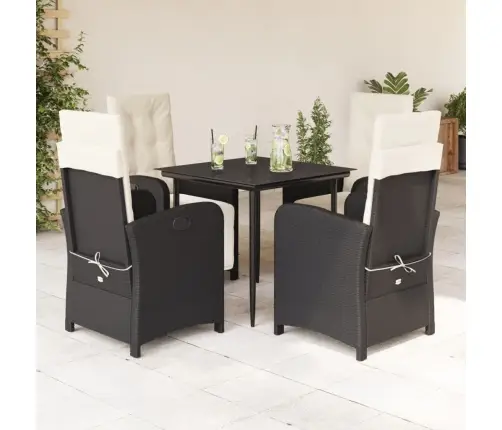 5-Osaline Aiamööbli Komplekt Patjadega, Must, Polürotang