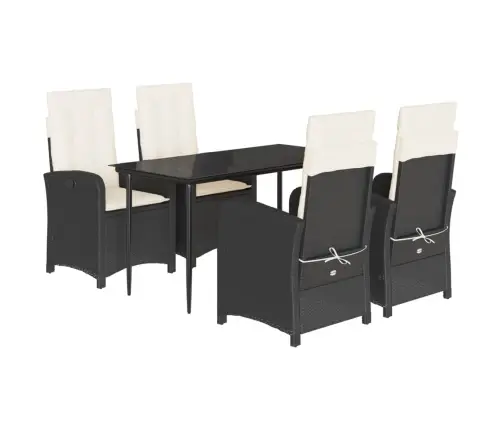 5-Daļīgs Dārza Mēbeļu Komplekts, Matrači, Melna Pe  Rotangpalma Vidaxl