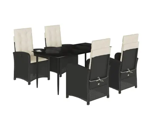 5-Daļīgs Dārza Mēbeļu Komplekts, Matrači, Melna Pe  Rotangpalma Vidaxl