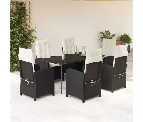 Sodo Komplektas Su Pagalvėlėmis, 7 Dalių, Juodas, Poliratanas