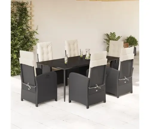 Sodo Komplektas Su Pagalvėlėmis, 7 Dalių, Juodas, Poliratanas