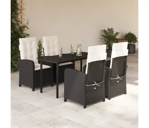 5-Osaline Aiamööbli Komplekt Patjadega, Must, Polürotang