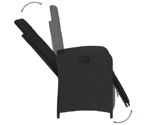 5-Osaline Aiamööbli Komplekt Patjadega, Must, Polürotang