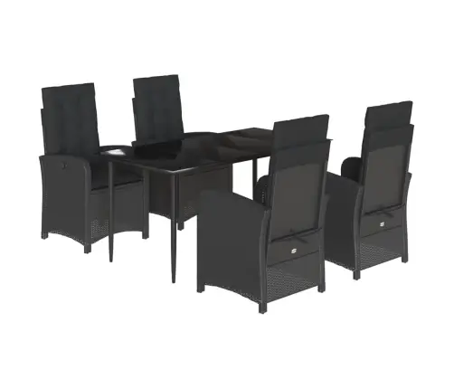 Sodo Komplektas Su Pagalvėlėmis, 5 Dalių, Juodas, Poliratanas