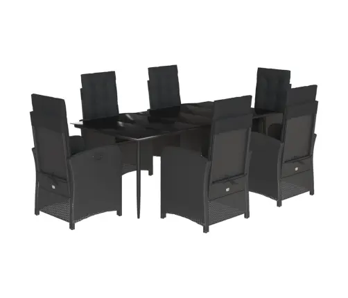 Sodo Komplektas Su Pagalvėlėmis, 7 Dalių, Juodas, Poliratanas