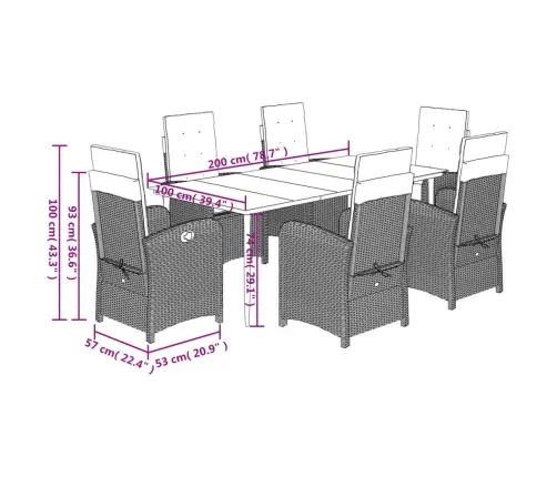 Sodo Komplektas Su Pagalvėlėmis, 7 Dalių, Juodas, Poliratanas