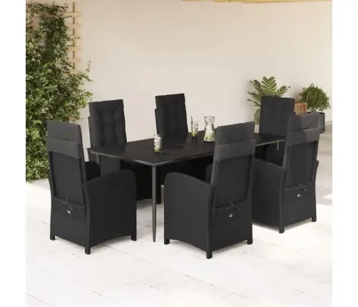 Sodo Komplektas Su Pagalvėlėmis, 7 Dalių, Juodas, Poliratanas