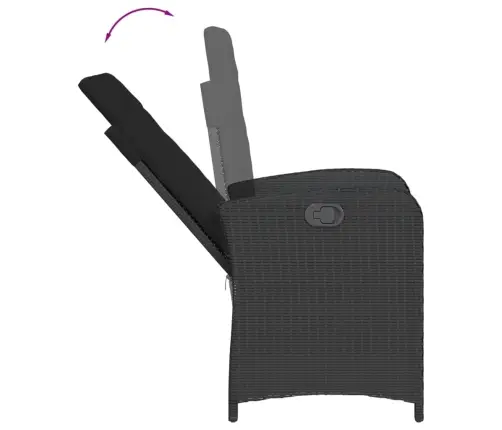 9-Daļīgs Dārza Mēbeļu Komplekts, Matrači, Melns, Pe Rotangpalma Vidaxl