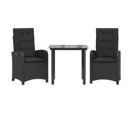 Sodo Komplektas Su Pagalvėlėmis, 3 Dalių, Juodas, Poliratanas