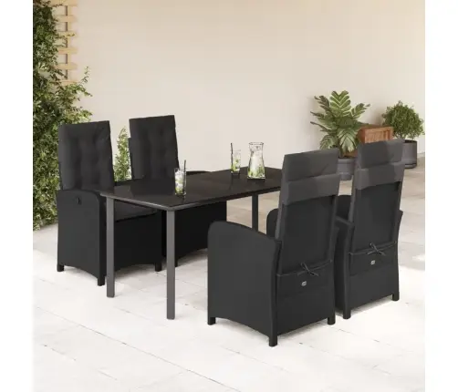 Sodo Komplektas Su Pagalvėlėmis, 5 Dalių, Juodas, Poliratanas