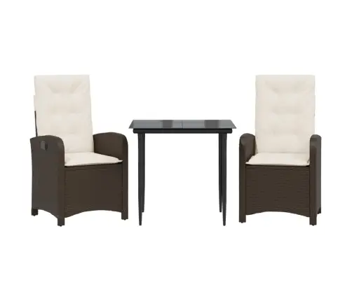 3-Daļīgs Dārza Mēbeļu Komplekts, Matrači, Brūna Pe Rotangpalma Vidaxl